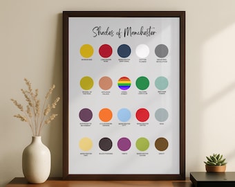 Manchester Colour Palette Poster: UK Souvenir Art Print
