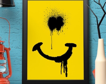 Acid House Smiley Face Graffiti Art Poster