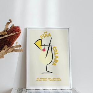 Pina Colada Cocktail Print | Pina Colada Cocktail Recipe | Cocktail Sign | Pina Colada Ingredients Print | Cocktail Recipe Poster
