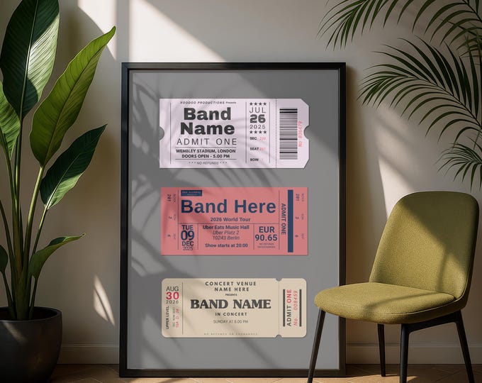 Custom Ticket Stub Poster, Personalized Memory Art, Gift for him or her, Birthday Gift, Anniversary Gift