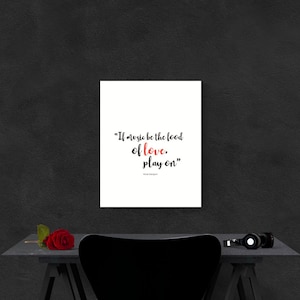 Shakespeare Quote | Love Quote | Valentine Gifts | Famous Quotes | Quote Print | Music Quotes | Wall Art Quotes | Shakespeare
