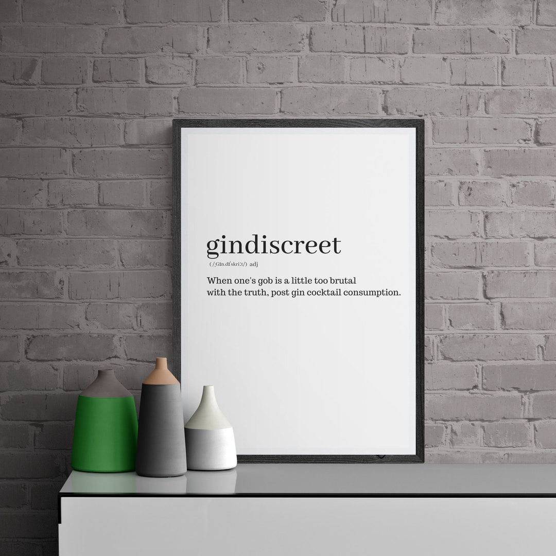 Gin Definition Gin Print Gin Sign Gin Gifts Kitchen Sign Etsy