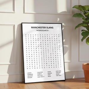 Manchester Slang Wordsearch Print: Mancunian Dialect Art
