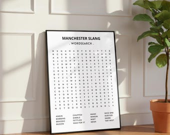 Manchester Slang Wordsearch Print: Mancunian Dialect Art