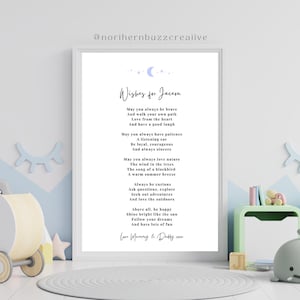 Childrens Print | Childrens Wall Art | Naming Day Gift | Christening Print | Christening Poem | Childrens Poems | Wishes for baby |