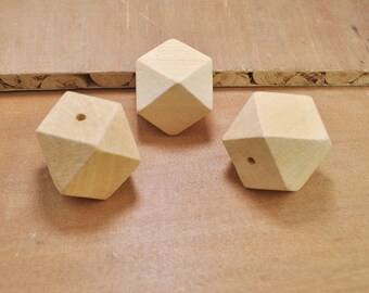 Hexagon Faceted Natural Wood Loose Beads lot 10mm 12mm 14mm 16mm 20mm 25mm 30mm