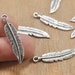 20pcs Antique Silver Feather Charms Feather Pendant,Tiny Feather Jewelry Craft Supply 8x31mm