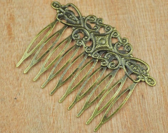 50pcs 56mmx55mm 8 teeth antique bronze hair comb with filigree,bridal hair comb,hair accessories,cabochon base,fit for 12mm cabochon