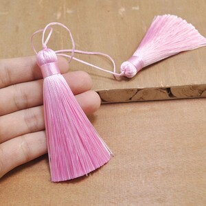 2pcs tassel de seda rosa, 82mm grandes tassels, tasel de seda hecha a mano, tassel de collar, taslas de joyería, tassel de hilo, taslas Boho, tassels de almohada