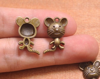 Antique Bronze Metal Mouse Pendant Charms, 30pcs Bronze Mice pendants, Charm Bracelet,DIY Accessory Jewelry Making,Jewelry Supplies