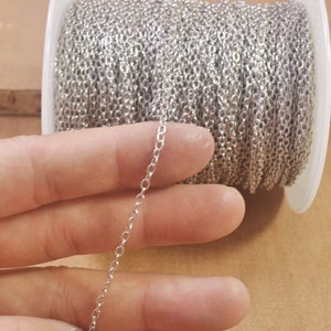 Wholesale Chain,32ft (10 meters) of Rhodium Plated Open Links Oval Chain metal Chain,Gold Fill Cable Chain,handmade jewelry--3x2mm.