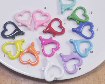 10Pcs Mixed Color Heart Clasp Key Chain/key clasps,Chunky Lobster Clasp, Jewelry Clasps,Metal Clasps Making Supplies--26X22MM