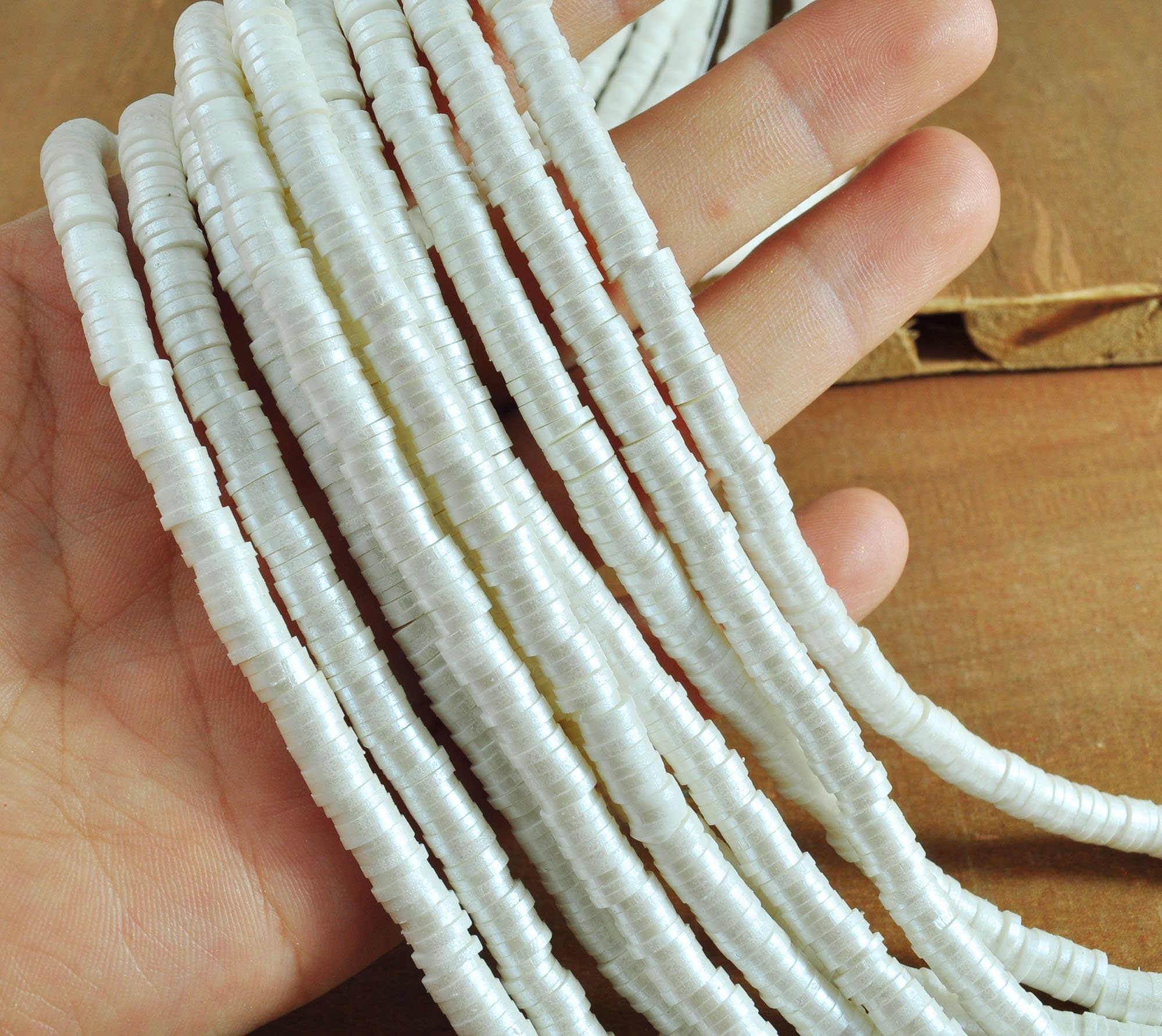 5strands 6mm White Polymer Clay Beads DIY Jewelry Accessory