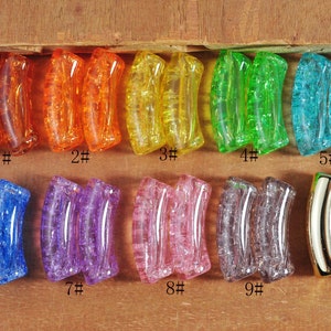 1 st bambu akryl böjda rörpärlor, färgglada transparenta sprickiga rörpärlor för armband, hartsrörpärlor för armband, smyckepärlor, 35 x 12 mm