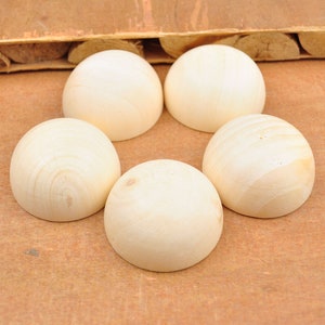 Wholesale semicircle wood beads,10pcs Unfinished Natural Round Wooden Cabochon Beads,wooden hemicycle beads 40mm