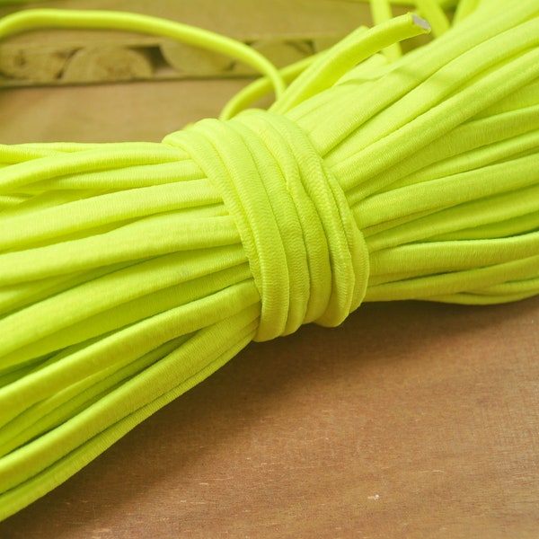 5 Yds/10 Yds Elastic Cord, 5mm width Bright Yellow elastic flat elastic thread,Sewing stretch string,stretch cord,Poly rubber Elastic rope.