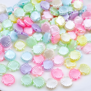 100/200PCS Acrylic Shell beads，Shells Spacer Beads,Pearlized Pastel color,for Jewelry Making DIY Bracelet Necklace Earrings,10mm