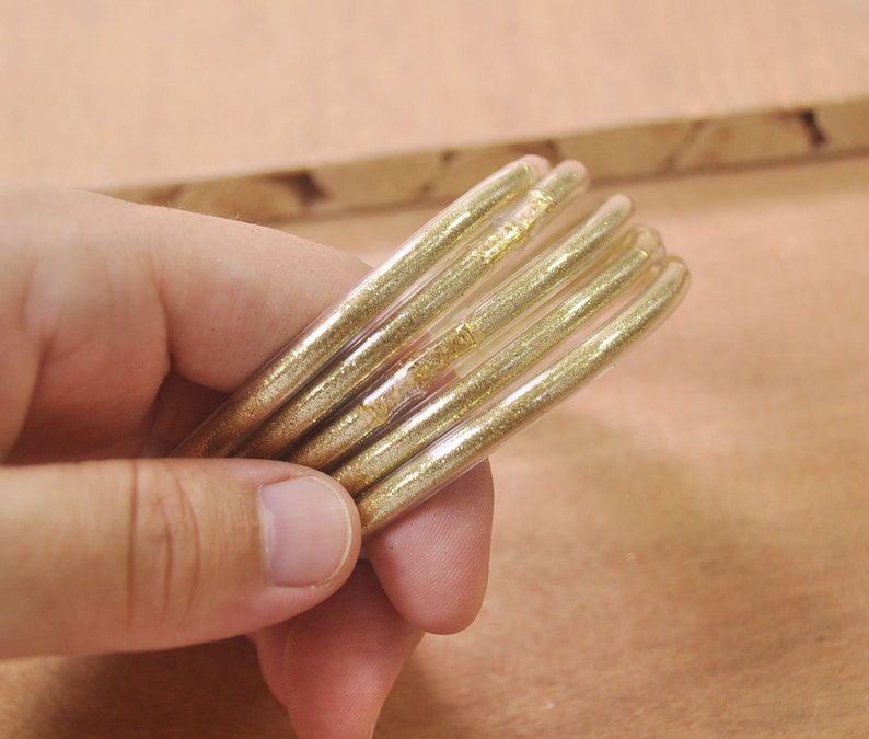 5pcs Light Gold Glitter Jelly Bangle Bracelet Set Plastic Etsy