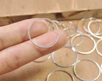 50pcs 25mm Silver Plated Circle Rings, Round Brass Cut Tube Circles Supplies, Circle Connectors,Simple Circles, Solid Brass Rings,(FF3829)