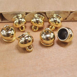 50Pcs Gold End Cap,large plastic End Cap,Top,string cord caps,tassel caps,Leather Cord cap,End Jewelry Connector Gold Color,15x18mm