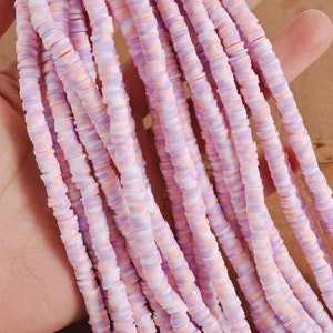 6mm vinyl Heishi kralen, paarse en roze kleur polymeer klei kralen, Afrikaanse vinyl kralen, polymeer klei DIY het maken van sieraden kraal, lengte 40cm --6-47 #