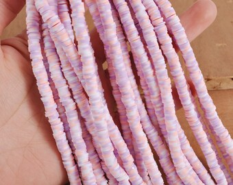 6mm vinyl Heishi beads,Purple&Pink Color polymer clay beads, African vinyl beads, Polymer Clay DIY Making Jewelry Bead,Length 40cm--6-47#