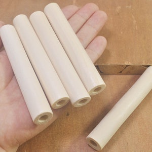 6Pcs Wooden Tube Beads - Unfinished wood tub beads - Round wood tube beads - 3.9 inch Long Bead - Wood Crafts
