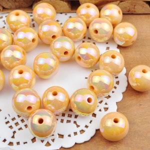 10pcs/lot 16mm Flesh AB Round Beads, Iridescent Acrylic Gumball Beads, Round Spacer Beads,Bubblegum Beads,Plastic Round Bead，Jewelry