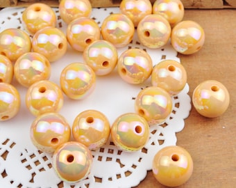10pcs/lot 16mm Flesh AB Round Beads, Iridescent Acrylic Gumball Beads, Round Spacer Beads,Bubblegum Beads,Plastic Round Bead，Jewelry