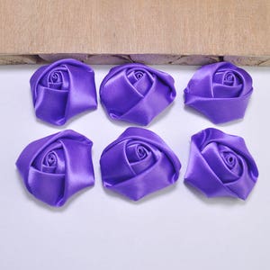 1.37&quot; Silky Satin Roll Rosettes，30Pcs Purple Satin Roses,Purple Satin Flowers,Fabric Flower,Hair Accessories Supplies 35mm