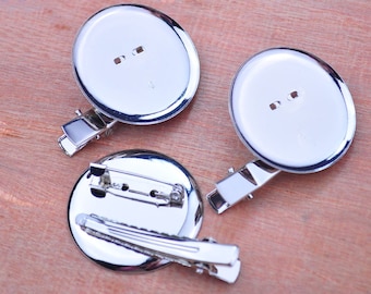 20pcs 35mm Silver metal Hair Clip Brooch Pin Backings,Silver two ways brooch clip,Alligator Clip.