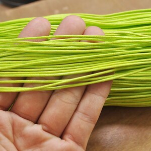 20 Yards/50 Yards Waxed Cotton Cords,1.5mm lime green Color Cotton Cord,Nacklace and Bracelet Cord,Beading String Cord -- FF231