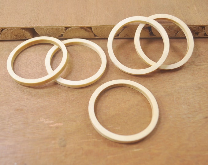 25pcs Natural Round Flat Wood Rings,unfinished Wooden Circle for ...