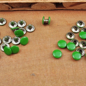 20 Grass green 9mm Double Cap Rivets,Stud Rapid Rivets Leather Craft Repair,rivet studs for purse bag Handbags Shoes Belts leather craft diy