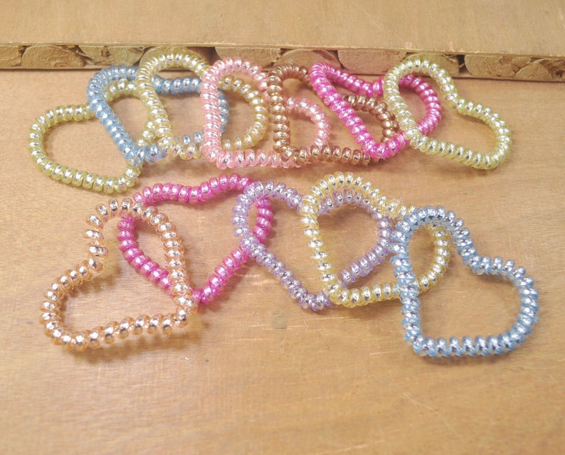 20pcs New Heart Telephone Cord Hair Tie Shiny elastic hair Etsy
