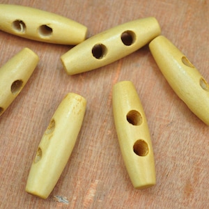 set of 10 Wooden Buttons, 2 holes wooden toggles/wooden buttons/unfinished wooden Toggle Buttons, 40mm length.