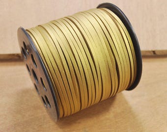 10 Yards 2.5mm Flat Faux Suede Leather Gold Cord,Faux Suede Lace,bracelet cord,necklace cord,Leather String Cord,DIY Cord Supplies--52#