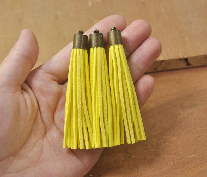 50 Pieces,Suede TASSEL,Yellow Tassel,tassels for keychains,Faux Leather Tassels,large fringe tassels,DIY tassels,tassel charms,Wholesale.