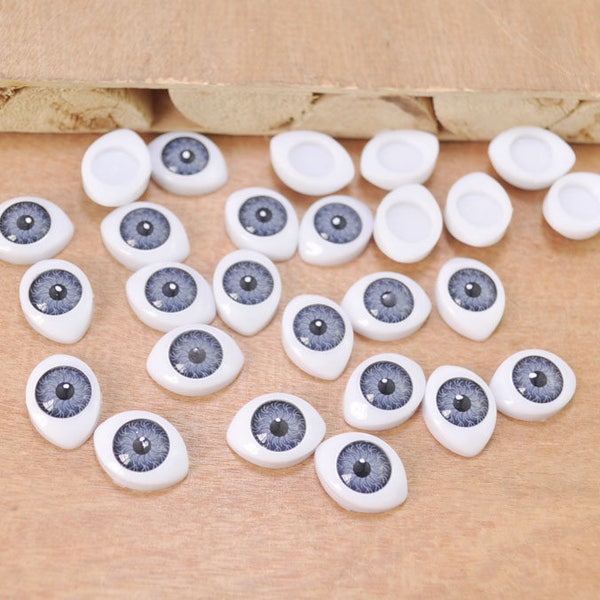 10pair Tiny Gray Eyeball Cabochons,Doll Eyes,Doll Eyes Plastic,Eyes Craft,Eyes Flat Back,doll eyes supplies 12x16mm