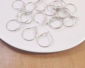 Small Earring Hoops,50pcs 20mm Rhodium Plated metal Earring hoops,Beading Earrings Hoops,20mm.