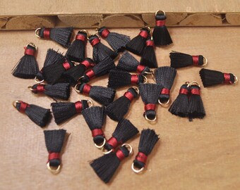 20pcs 0.9" of Black Mini Tassels DIY Craft Supplies,Jewelry tassels,Short Boho tassels,Small tassels Fringe Trim,Silk Earring tassel--FR50