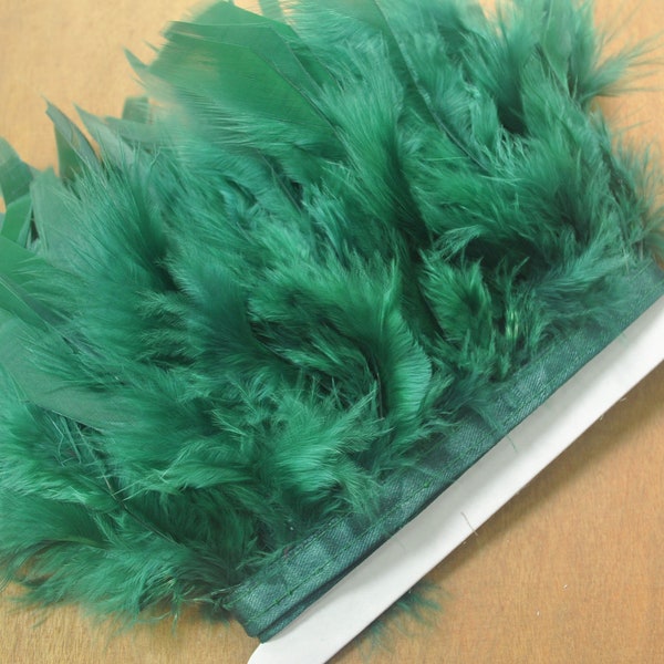 Adorno de plumas de pavo verde oscuro, 1 yarda/2 yardas/5 yardas/10 yardas, adorno Chandelle, flecos de plumas de pavo, 4-6 pulgadas, 64 libras