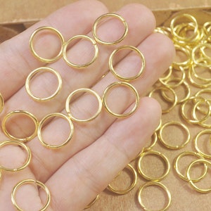14mm Extra Large Gold Jump Rings, Thick Textured Antiqued Gold