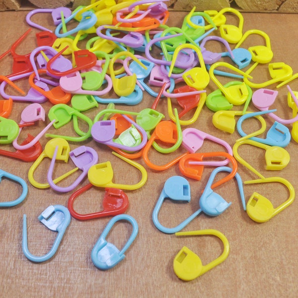 30-500pcs Locking Stitch Markers,Mixed Colors Safety Pin,Plastic Safety Pin Style Stitch Marker. Clip on Stitch Holders or Marker