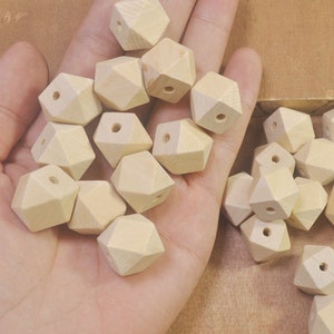 Geometric Wooden Beads  - 16mm - Pack of 30Pcs ,Wooden Beads, Unfinish Wooden Beads, Natural Wooden Beads for jewellry