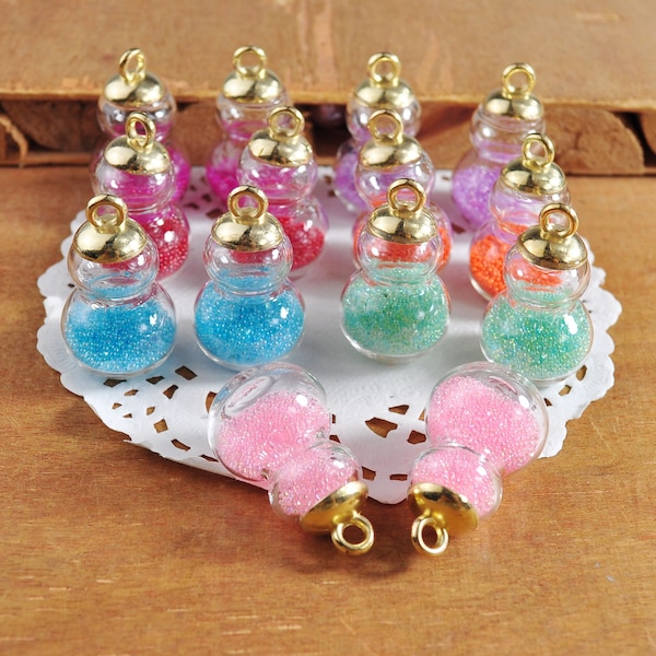 10-50Pcs Gourd pendant,7 Colors Glass Bottle gourd Charm, 3D Gourd earring, Necklace Pendant Jewerly loose beads