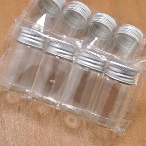 Glass Bottles 10pcs 12ml Clear Glass Bottle Vial Miniature with Aluminum Screw Cap,Small Glass Jar Vial Charm Pendants,40x27mm