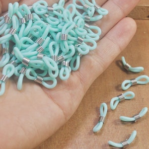 Aqua eyeglass holder,Rubber Glasses Chain Holders,30pcs Eye Glasses Spectacle Chain Strap Holder Rubber Loop Ends-- 21x4mm