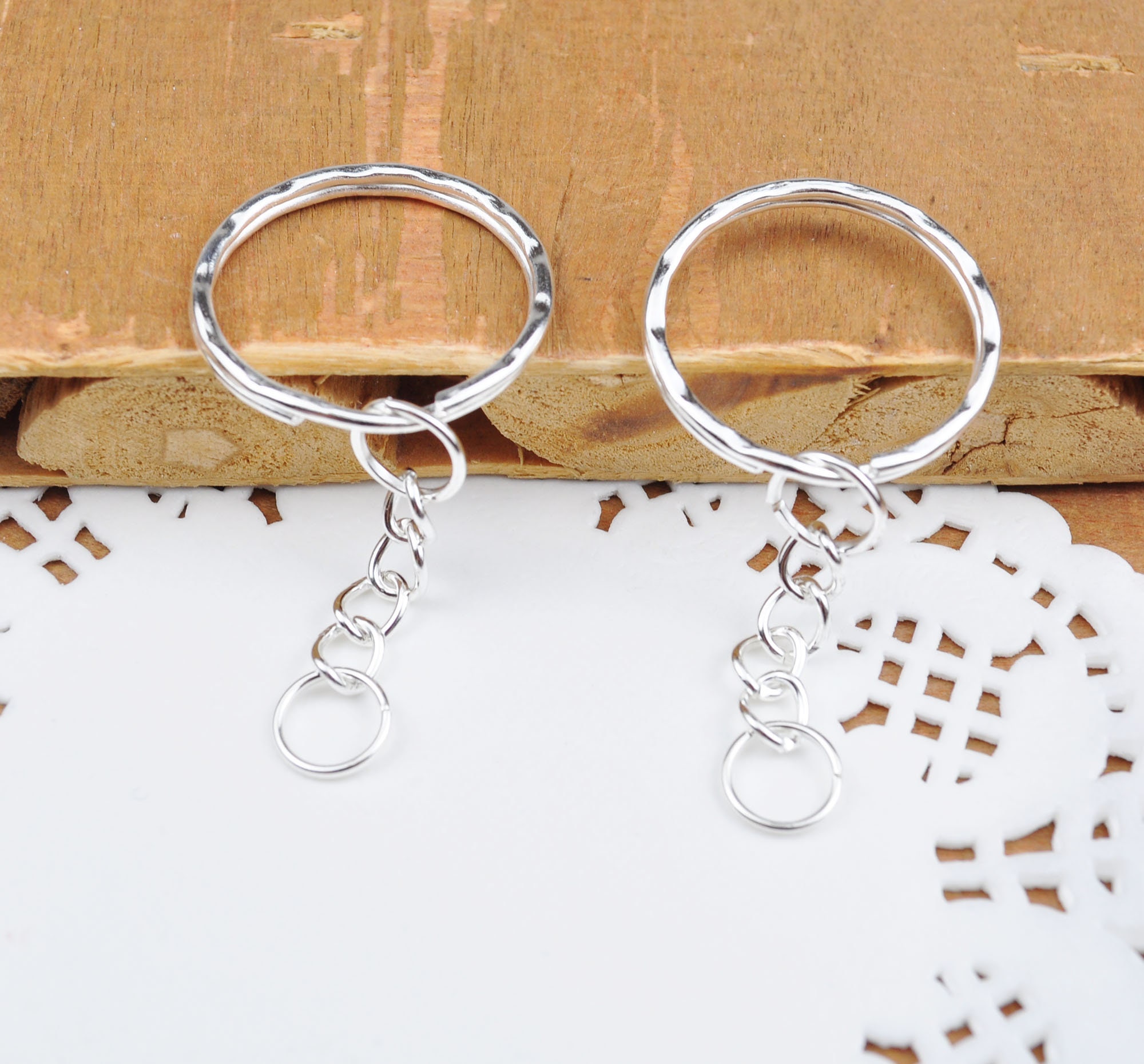 BEADNOVA Split Keychain Rings - 150 Piece 25mm Silver Key Chain Kit For Jewelry Making