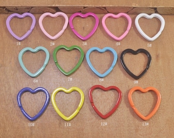 10,20,50Pcs Heart key rings,Colorful key rings,Heart Shaped Keyring,Split Ring,31mm